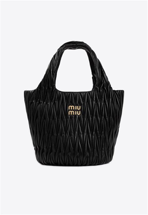 miu miu matelassé tote bag|Black Matelassé Nappa Leather Tote .